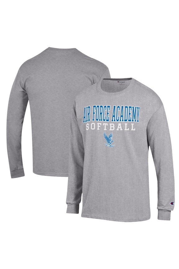 Men's Champion Gray Air Force Falcons Softball Stack Long Sleeve T-Shirt