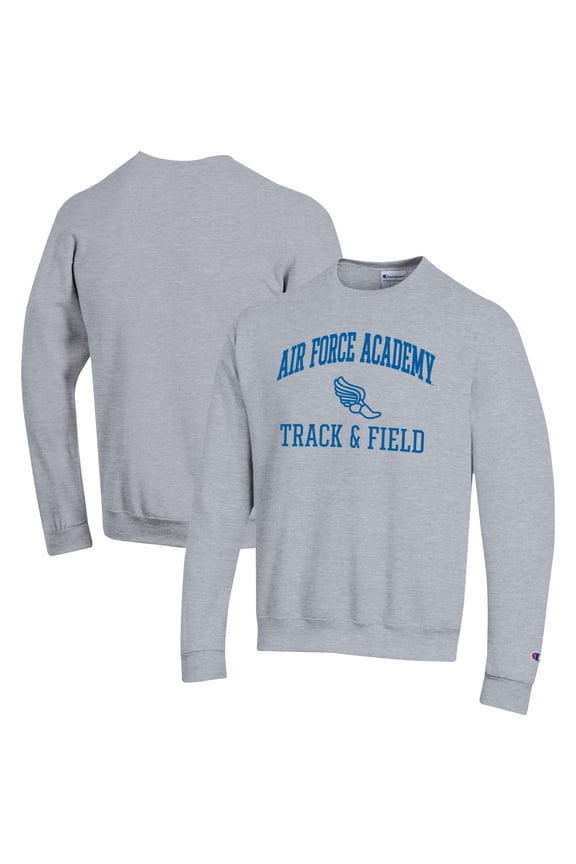 Men's Champion  Gray Air Force Falcons Track & Field Icon Powerblend Pullover Sweatshirt