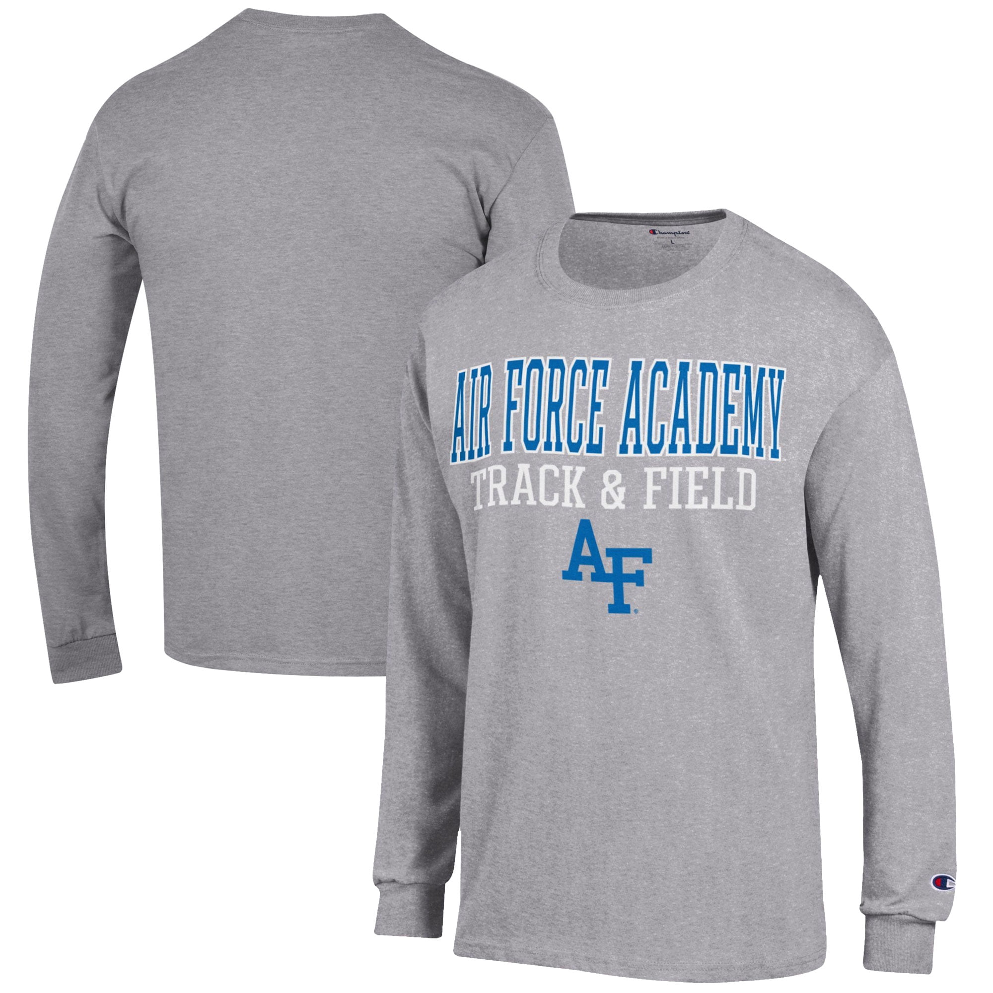 Men's Champion  Gray Air Force Falcons Track & Field Stack Long Sleeve T-Shirt