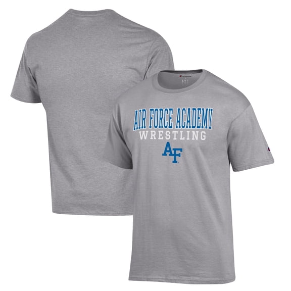 Men's Champion Gray Air Force Falcons Wrestling Stack Logo T-Shirt