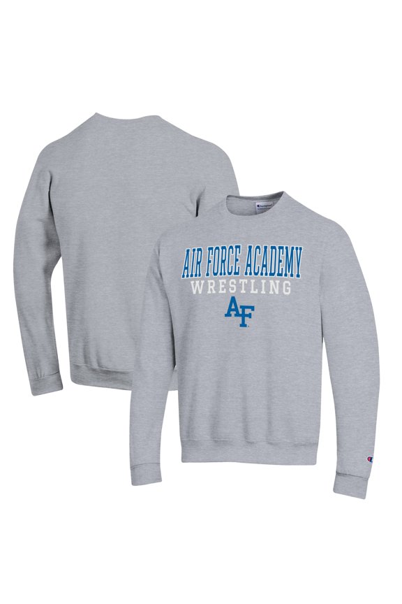 Men's Champion Gray Air Force Falcons Wrestling Stack Powerblend Pullover Sweatshirt