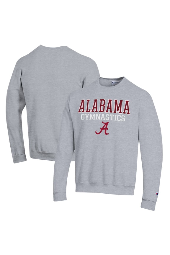Men's Champion  Gray Alabama Crimson Tide Gymnastics Stack Powerblend Pullover Sweatshirt