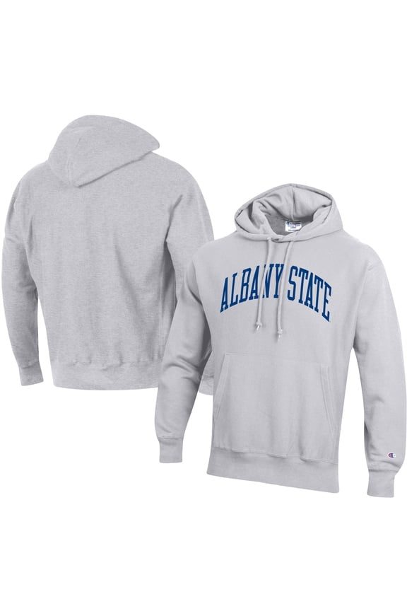 Men's Champion Gray Albany State Golden Rams Tall Arch Pullover Hoodie