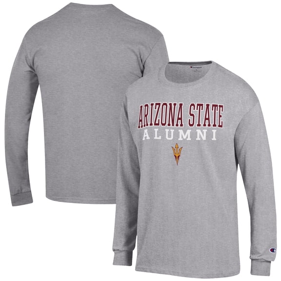 Men's Champion Gray Arizona State Sun Devils Alumni Logo Stack Long Sleeve T-Shirt