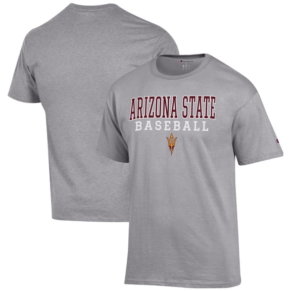 Men's Champion Gray Arizona State Sun Devils Baseball Stack T-Shirt