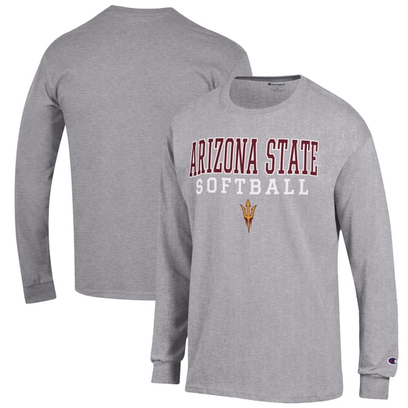 Men's Champion Gray Arizona State Sun Devils Softball Stack Long Sleeve T-Shirt