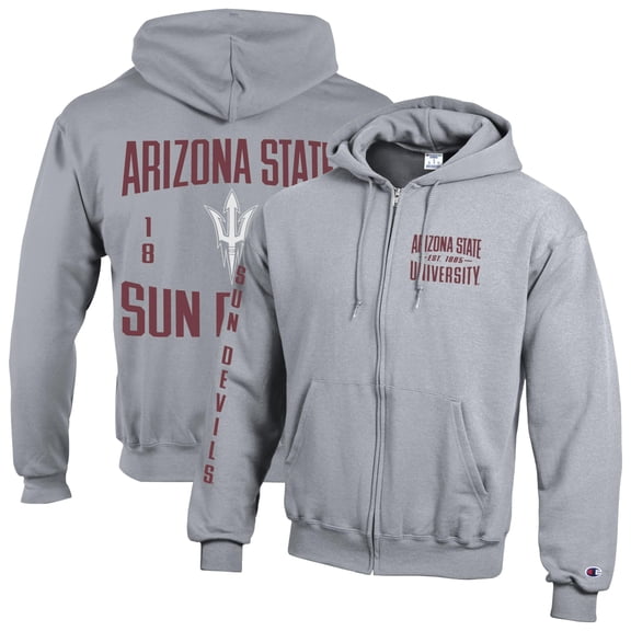Men's Champion Gray Arizona State Sun Devils Varsity Powerblend Full-Zip Fleece Hoodie