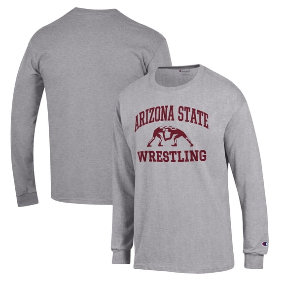 Men's Champion Gray Arizona State Sun Devils Wrestling Icon Long Sleeve T-Shirt