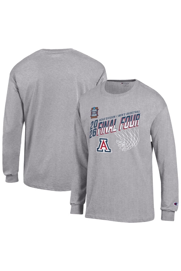 Men's Champion Gray Arizona Wildcats 2026 NCAA Men's Basketball Tournament March Madness Final Four Long Sleeve T-Shirt