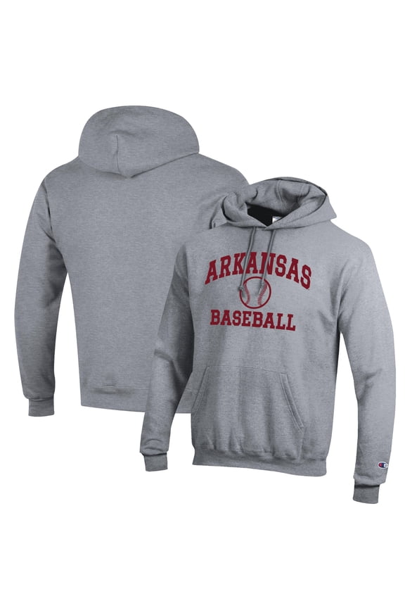 Men's Champion Gray Arkansas Razorbacks Baseball Icon Pullover Hoodie