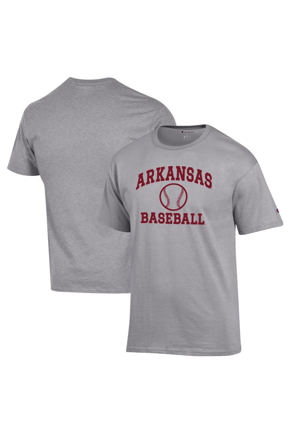 Men's Champion Gray Arkansas Razorbacks Baseball Icon T-Shirt