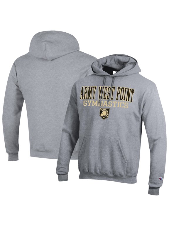 Men's Champion Gray Army Black Knights Stacked Gymnastics Powerblend Pullover Hoodie