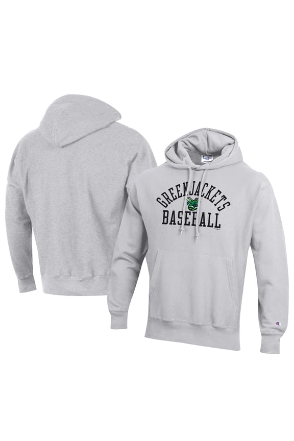 Men's Champion Gray Augusta GreenJackets Baseball Reverse Weave Pullover Hoodie