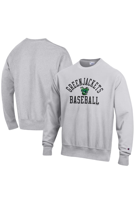 Men's Champion Gray Augusta GreenJackets Baseball Reverse Weave Pullover Sweatshirt