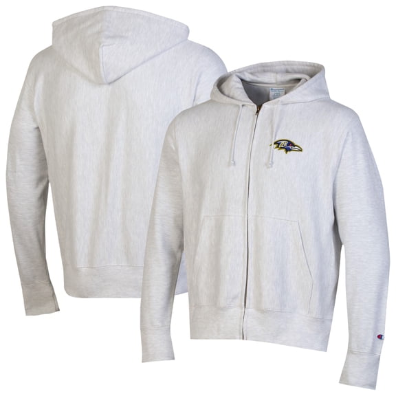 Men's Champion Gray Baltimore Ravens Reverse Weave Full-Zip Hoodie