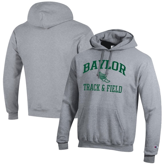 Men's Champion  Gray Baylor Bears Track & Field Icon Powerblend Pullover Hoodie