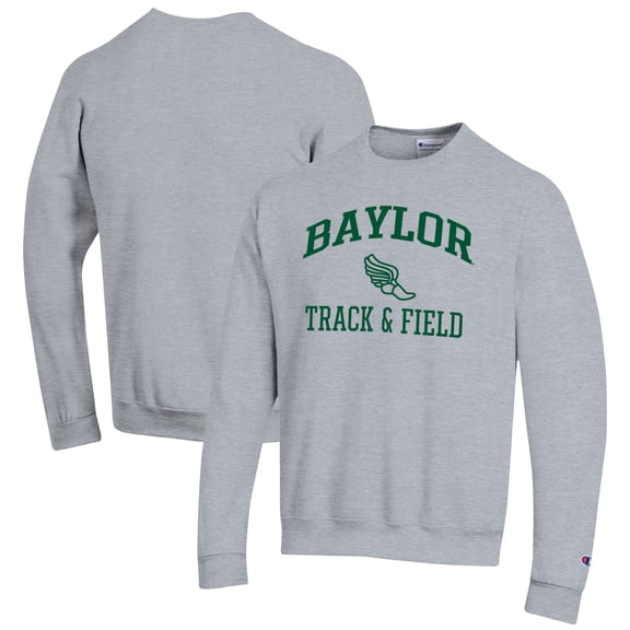 Men's Champion  Gray Baylor Bears Track & Field Icon Powerblend Pullover Sweatshirt