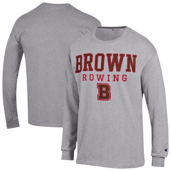 Men's Champion Gray Brown Bears Rowing Jersey Long Sleeve T-Shirt