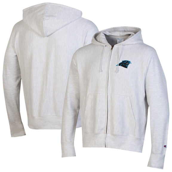 Men's Champion Gray Carolina Panthers Reverse Weave Full-Zip Hoodie