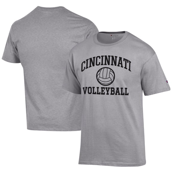 Men's Champion  Gray Cincinnati Bearcats Icon Logo Volleyball Jersey T-Shirt