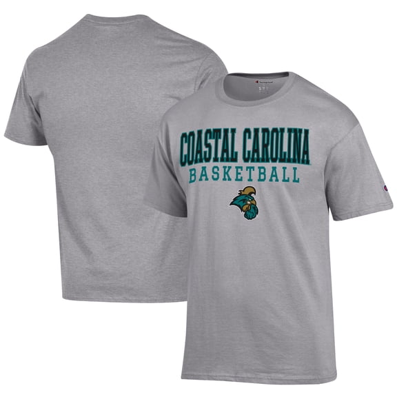 Men's Champion  Gray Coastal Carolina Chanticleers Icon Logo Basketball Jersey T-Shirt