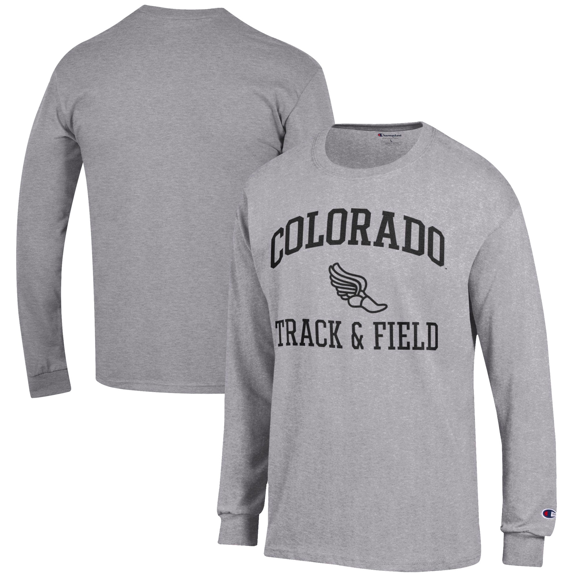 Men's Champion  Gray Colorado Buffaloes Track & Field Icon Long Sleeve T-Shirt