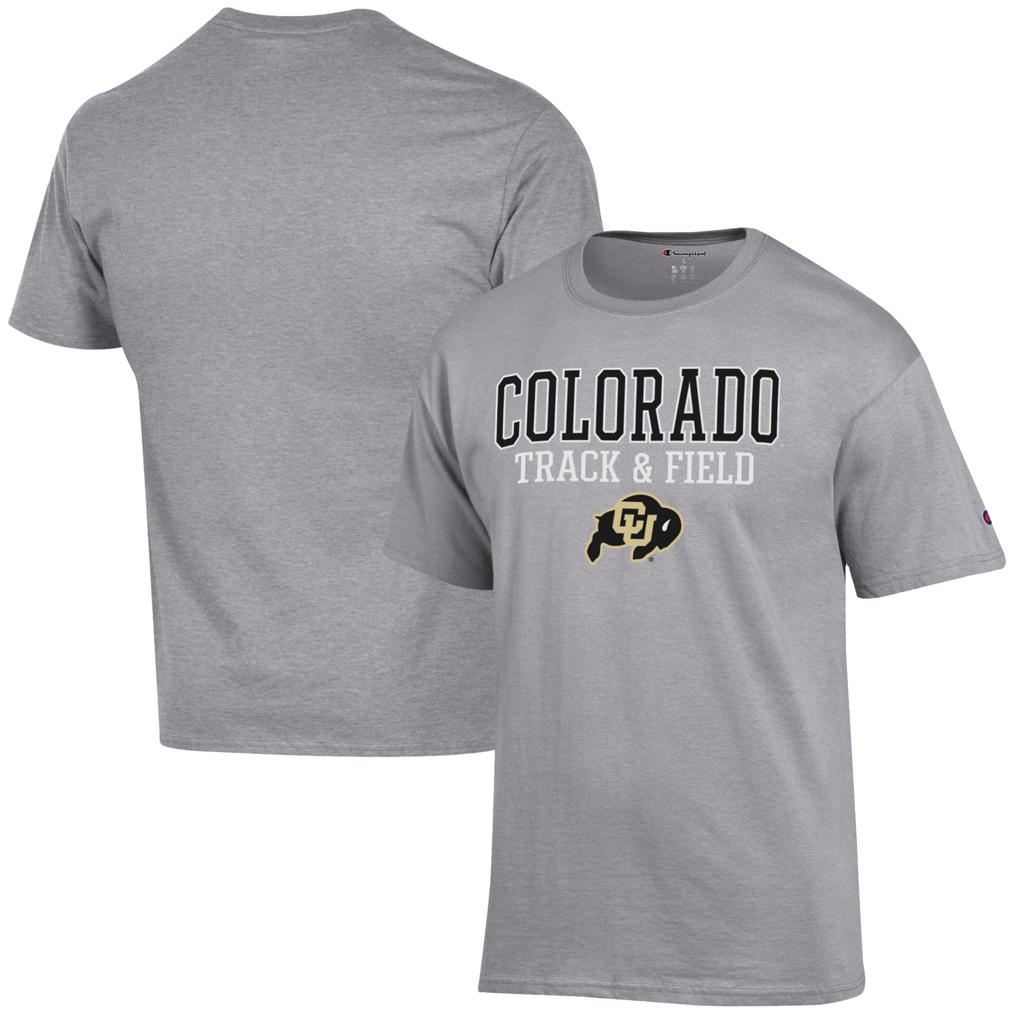 Men's Champion  Gray Colorado Buffaloes Track & Field Stack T-Shirt