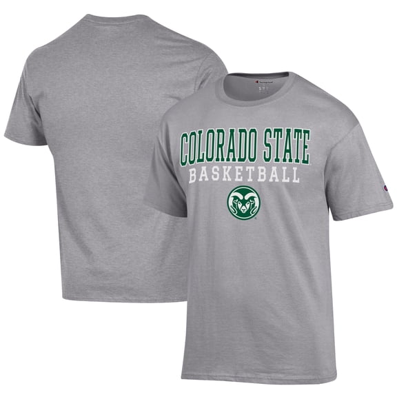 Men's Champion  Gray Colorado State Rams Icon Logo Basketball Jersey T-Shirt