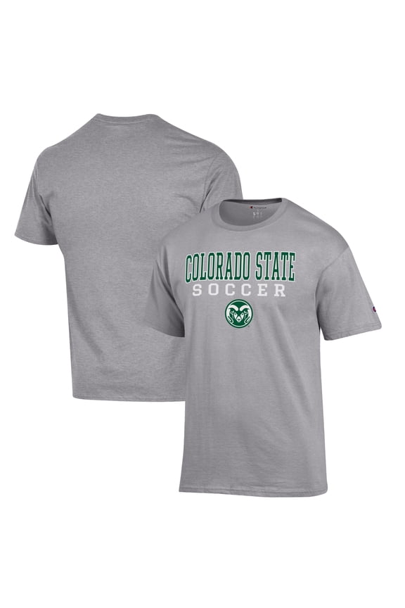 Men's Champion Gray Colorado State Rams Soccer Stack Logo T-Shirt