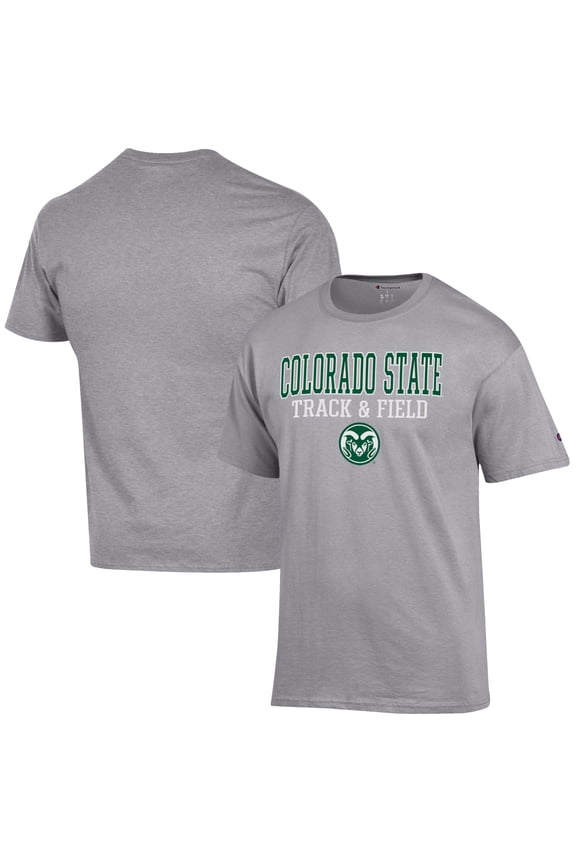 Men's Champion  Gray Colorado State Rams Track & Field Stack T-Shirt