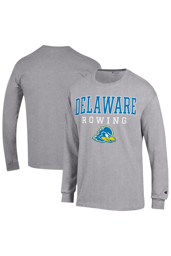 Men's Champion Gray Delaware Fightin' Blue Hens Rowing Jersey Long Sleeve T-Shirt