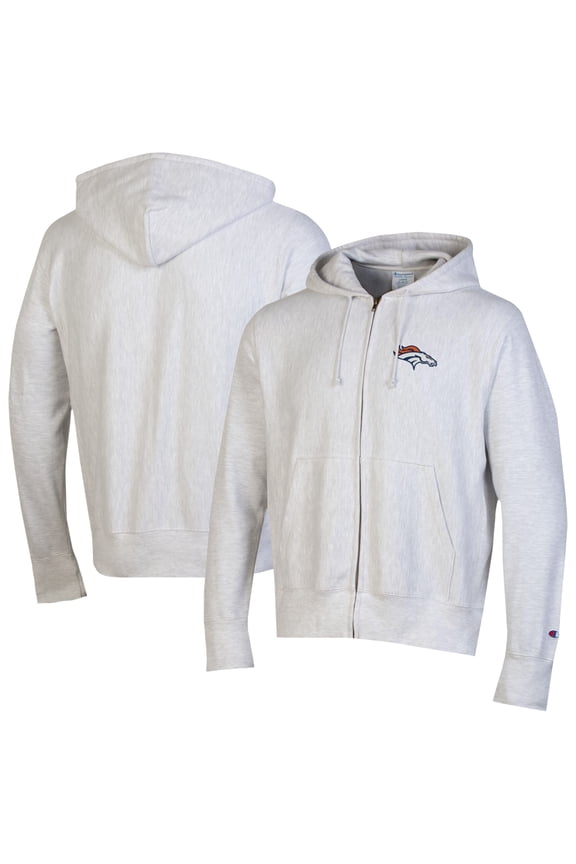 Men's Champion Gray Denver Broncos Reverse Weave Full-Zip Hoodie