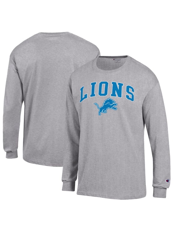Men's Champion Gray Detroit Lions Arch Over Logo Long Sleeve T-Shirt