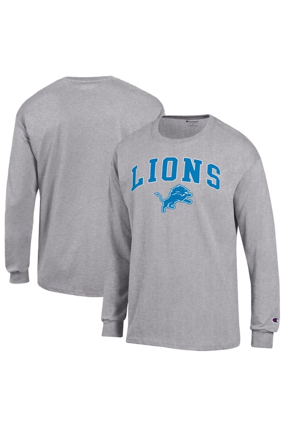 Men's Champion Gray Detroit Lions Arch Over Logo Long Sleeve T-Shirt