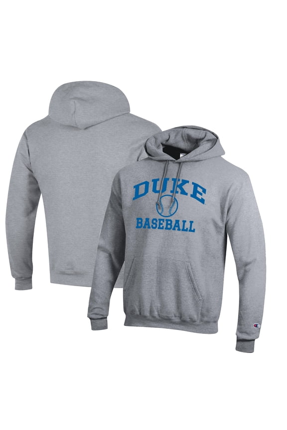 Men's Champion  Gray Duke Blue Devils Icon Logo Baseball Pullover Hoodie