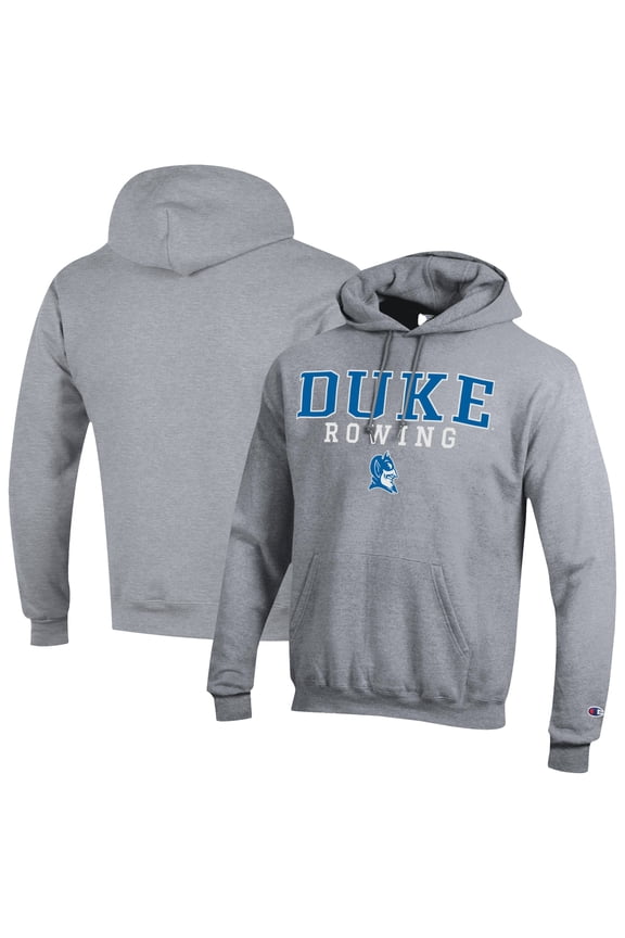Men's Champion Gray Duke Blue Devils Rowing Eco Powerblend Pullover Hoodie