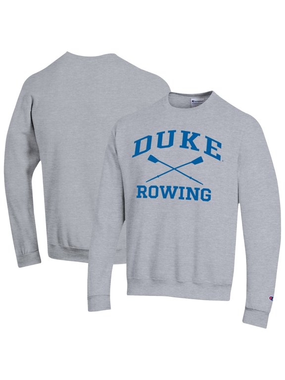 Men's Champion Gray Duke Blue Devils Rowing Eco Powerblend Pullover Sweatshirt