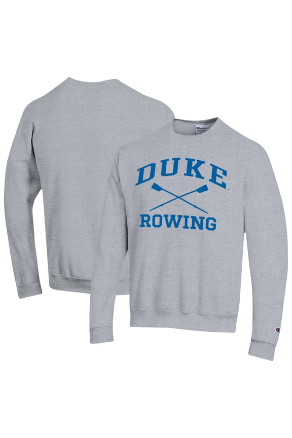Men's Champion Gray Duke Blue Devils Rowing Eco Powerblend Pullover Sweatshirt