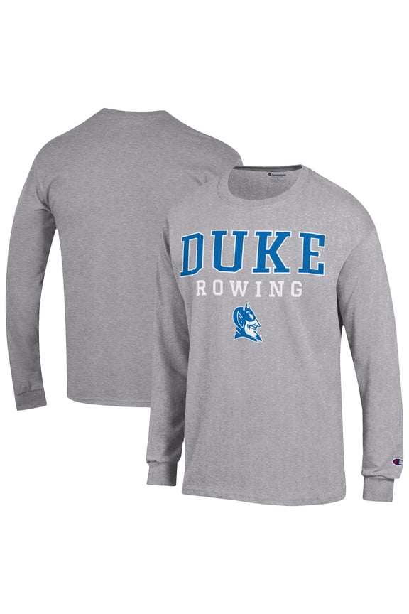 Men's Champion  Gray Duke Blue Devils Rowing Jersey Long Sleeve T-Shirt