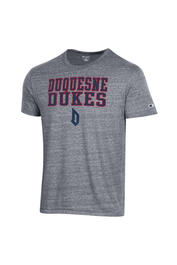 Men's Champion Gray Duquesne Dukes Stacked Ultimate Tri-Blend T-Shirt