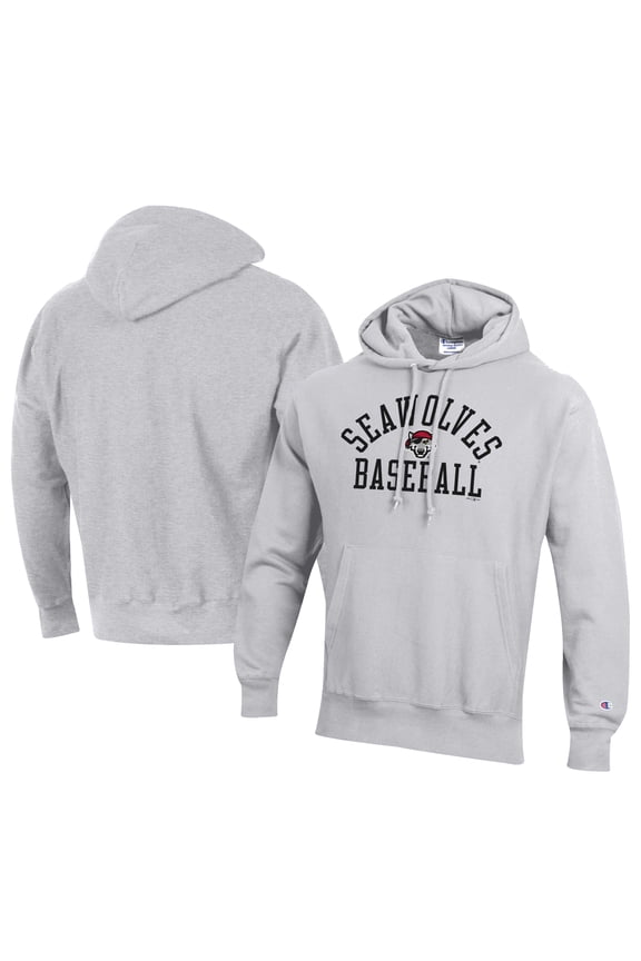 Men's Champion Gray Erie SeaWolves Baseball Reverse Weave Pullover Hoodie