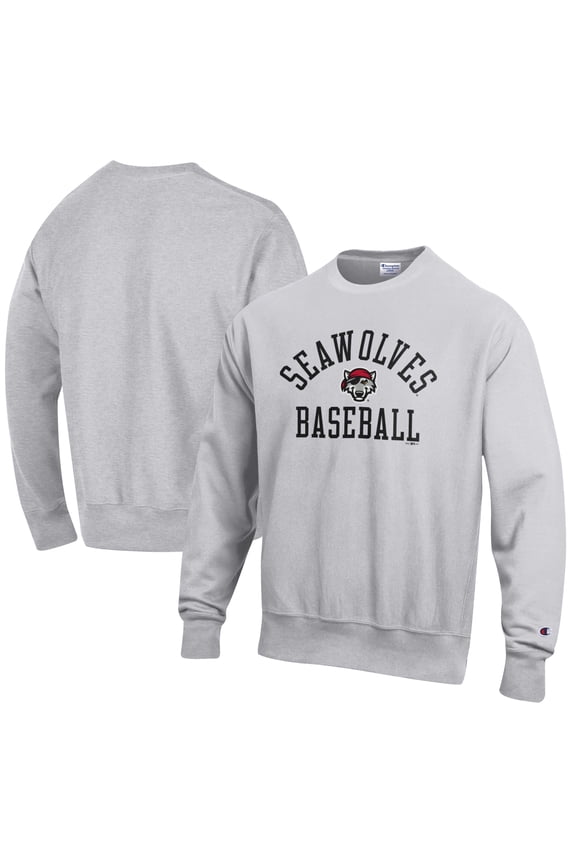 Men's Champion Gray Erie SeaWolves Baseball Reverse Weave Pullover Sweatshirt
