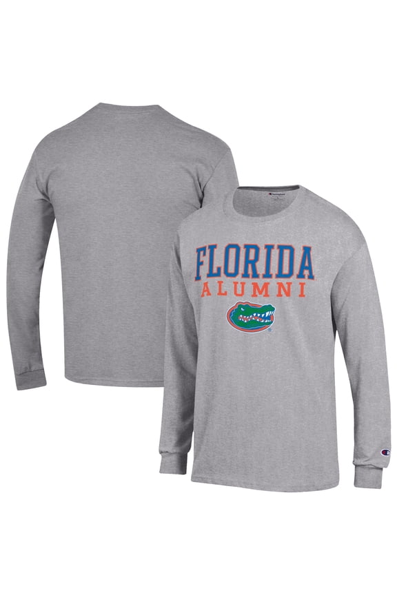 Men's Champion  Gray Florida Gators Alumni Logo Stack Long Sleeve T-Shirt