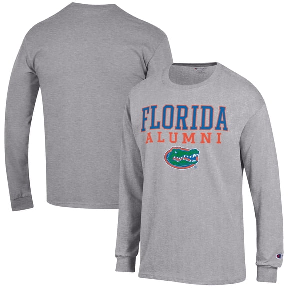Men's Champion Gray Florida Gators Alumni Logo Stack Long Sleeve T-Shirt