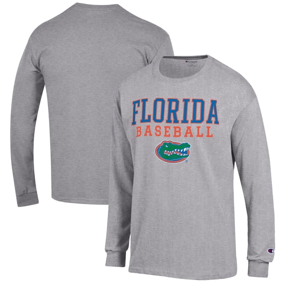 Men's Champion Gray Florida Gators Baseball Stack Long Sleeve T-Shirt