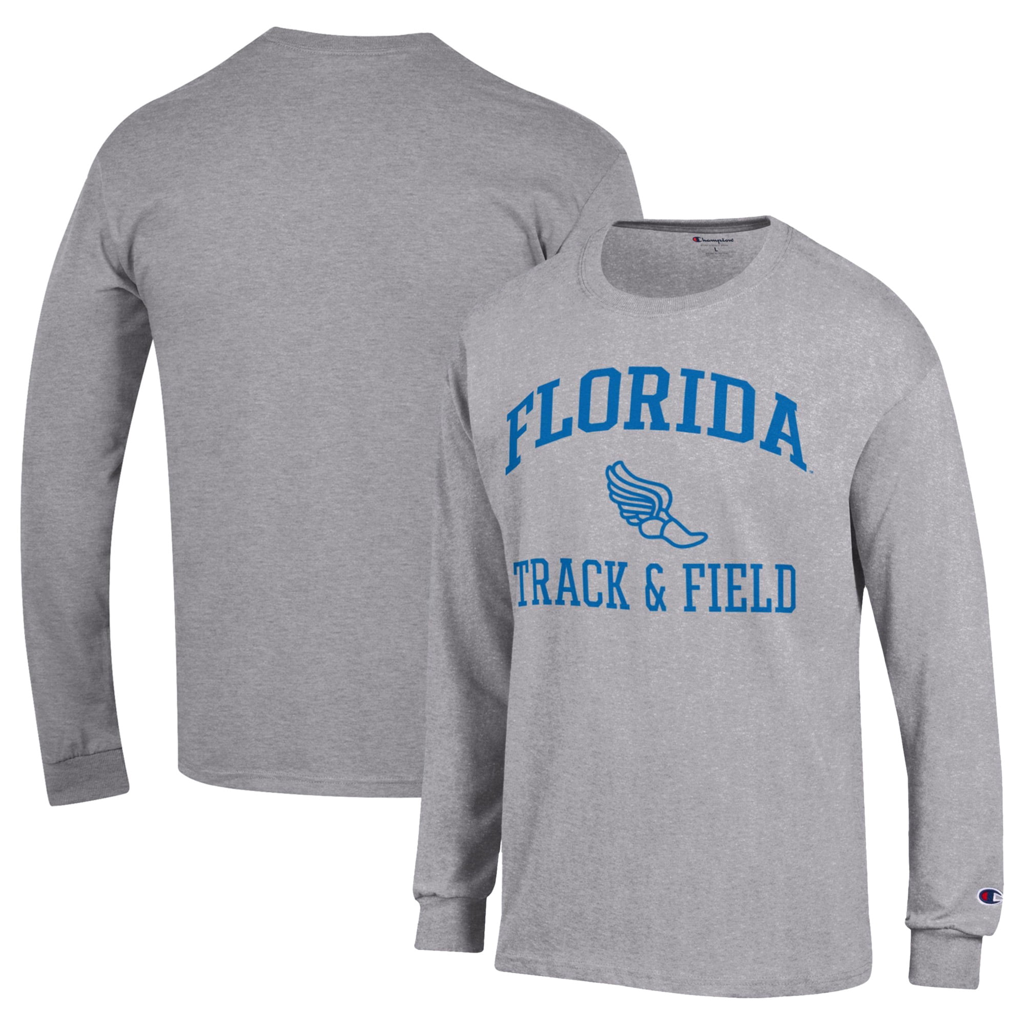 Men's Champion  Gray Florida Gators Icon Track & Field Long Sleeve T-Shirt
