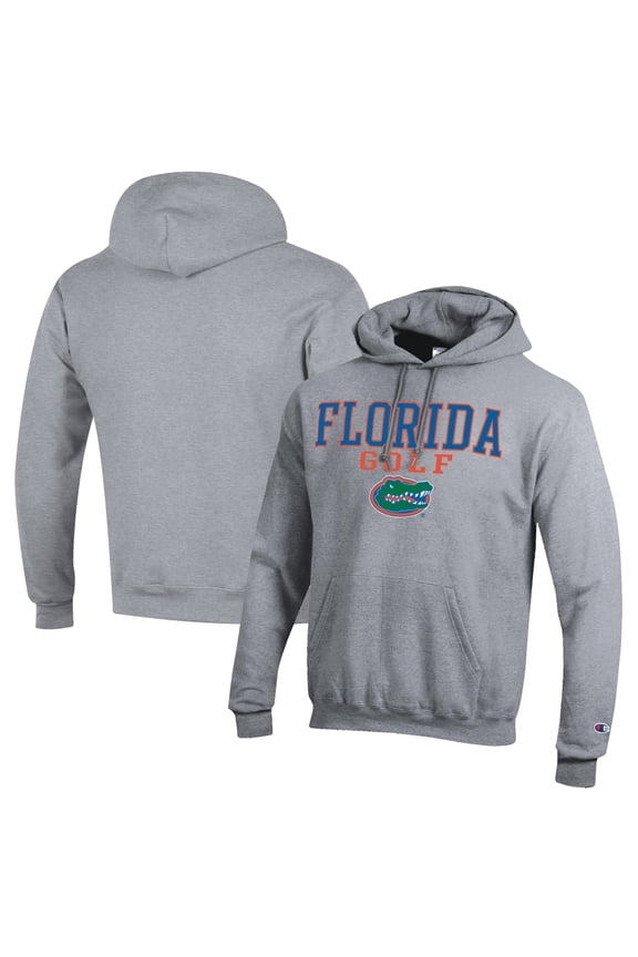 Men's Champion Gray Florida Gators Stacked Golf Powerblend Pullover Hoodie