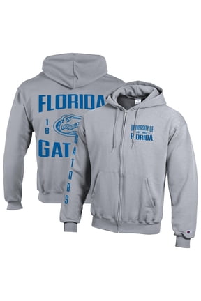 Men's Champion Heather Gray Florida Gators Varsity Powerblend Full-Zip Fleece Hoodie