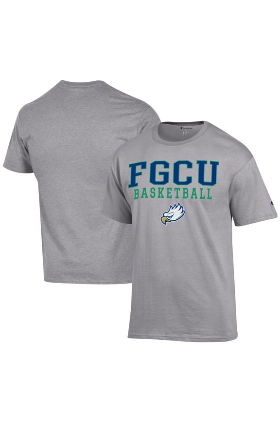 Men's Champion  Gray Florida Gulf Coast Eagles Icon Logo Basketball Jersey T-Shirt