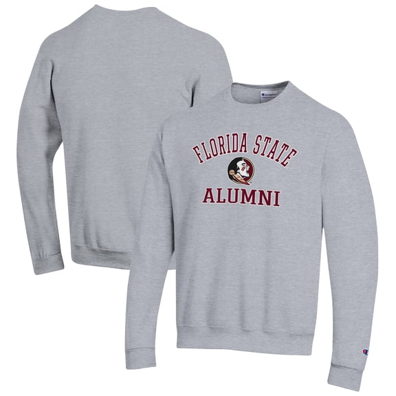 Men's Champion Gray Florida State Seminoles Alumni Logo Arch Pullover Sweatshirt